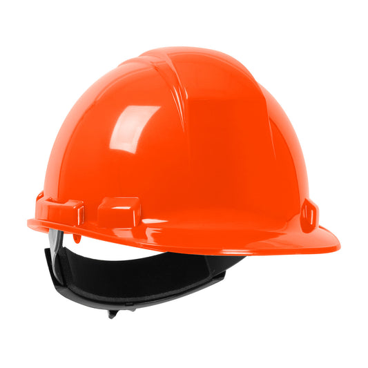 Whistler wheel ratchet class e type I cap style hard hat in orange | Front Right View
