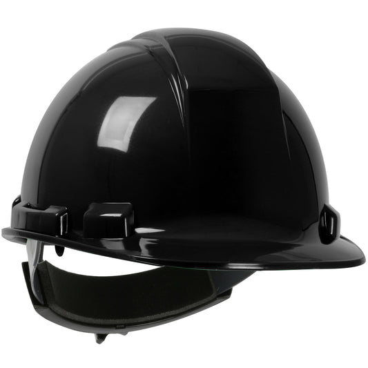 Whistler wheel ratchet class e type I cap style hard hat in black | Front Right View