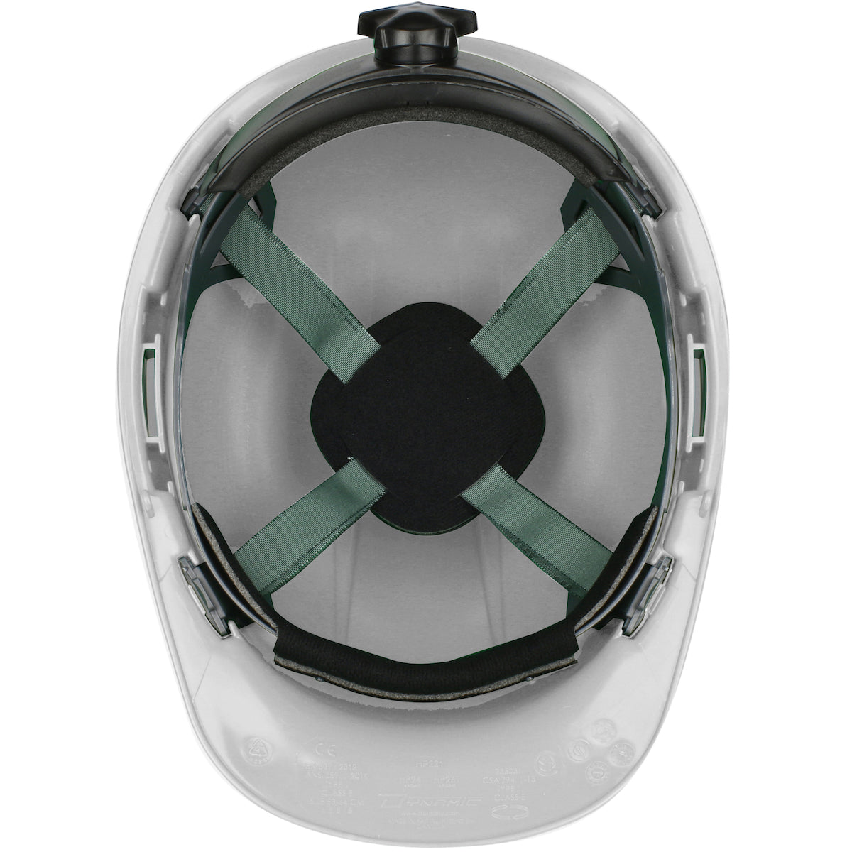 Whistler wheel ratchet class c type I cap style hard hat in white | Inside View