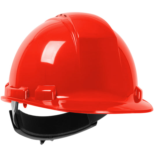 Whistler wheel ratchet class c type I cap style hard hat in red | Front Right View
