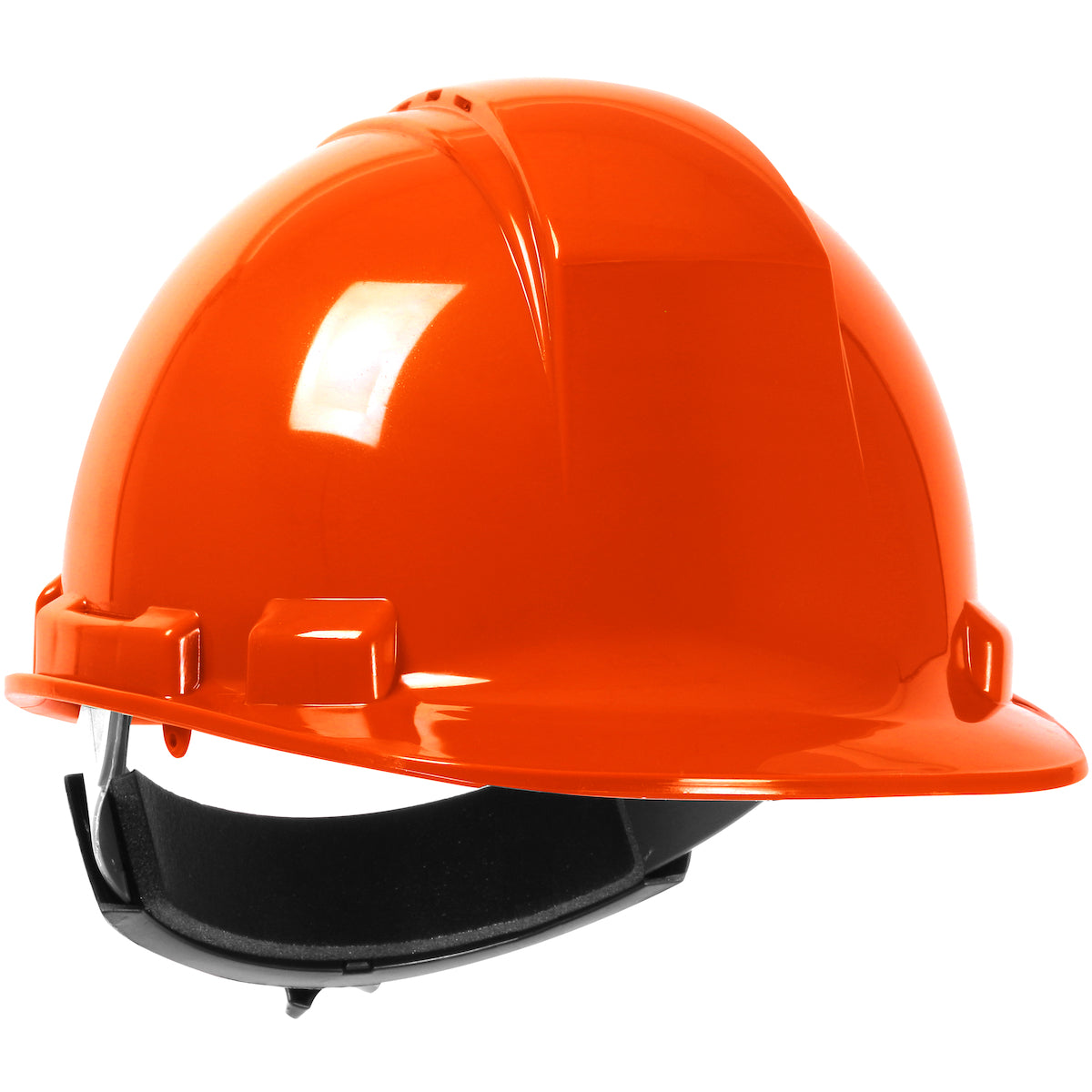 Whistler wheel ratchet class c type I cap style hard hat in hi-viz orange | Front Right View