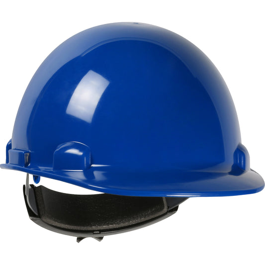 Dom wheel ratchet class e type I cap style hard hat in royal | Front Right View