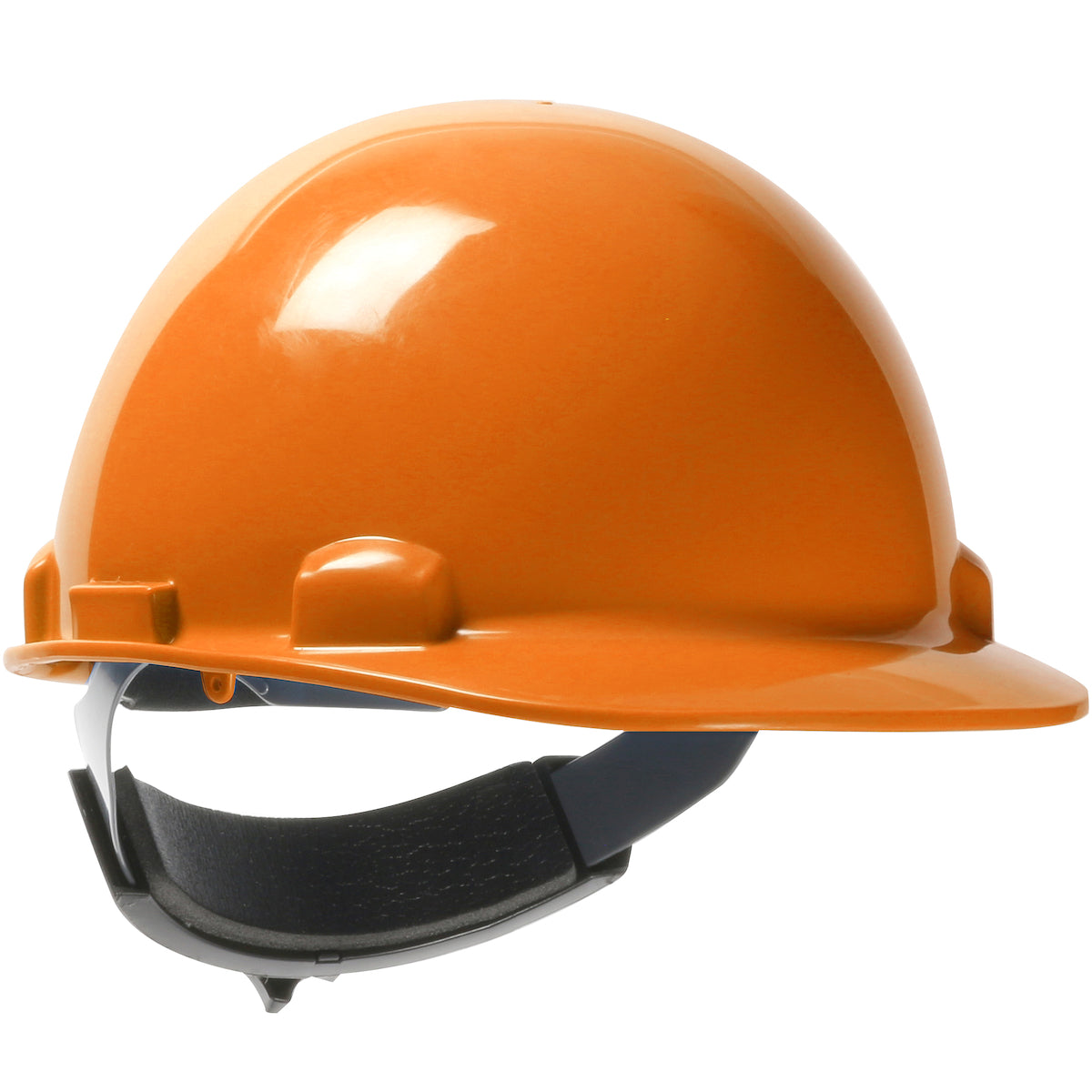 Dom swing ratchet class e type I cap style hard hat in orange | Front Right View
