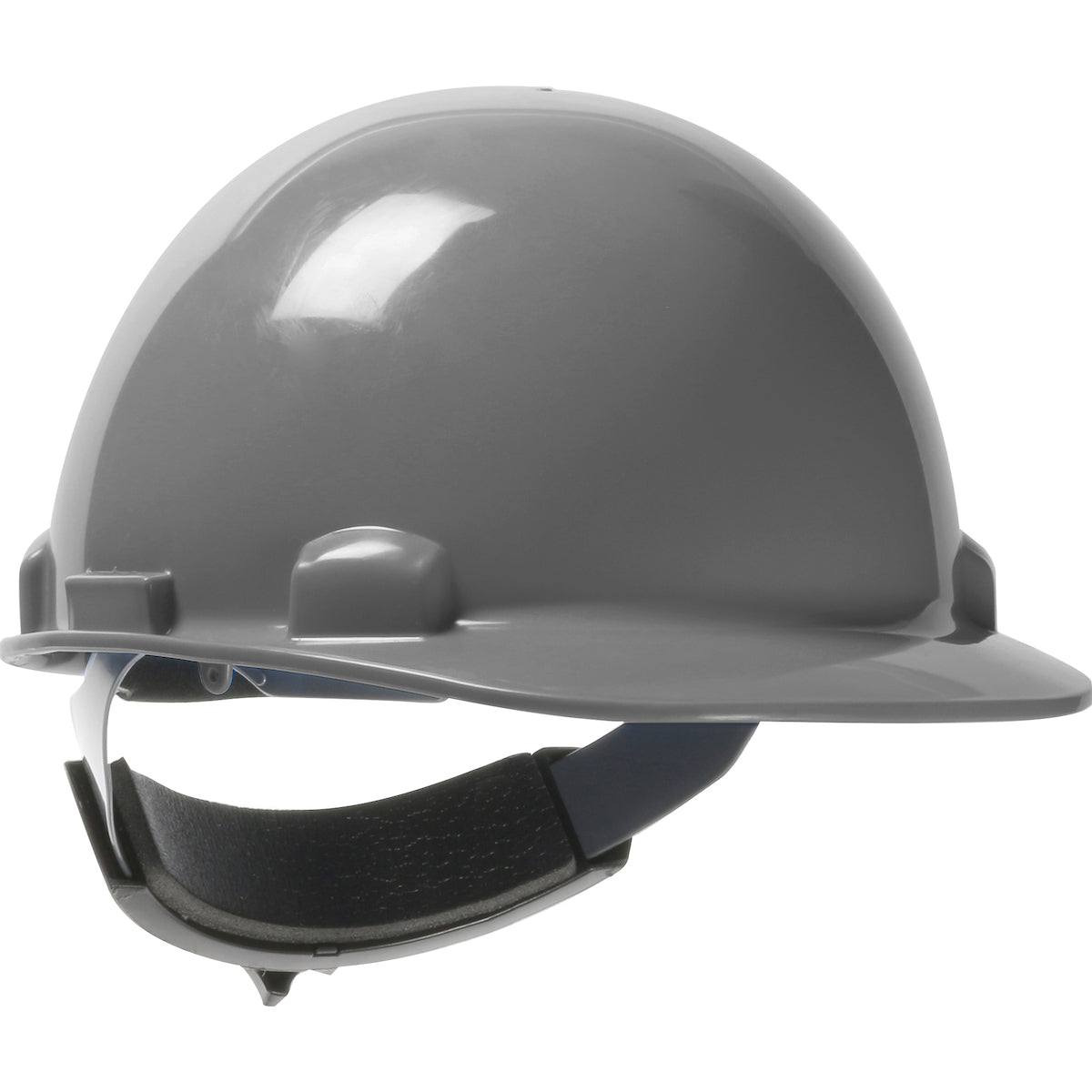 Dom swing ratchet class e type I cap style hard hat in gray | Front Right View
