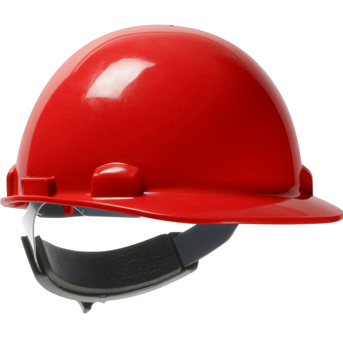 Dom swing ratchet class e type I cap style hard hat in red | Front Right View