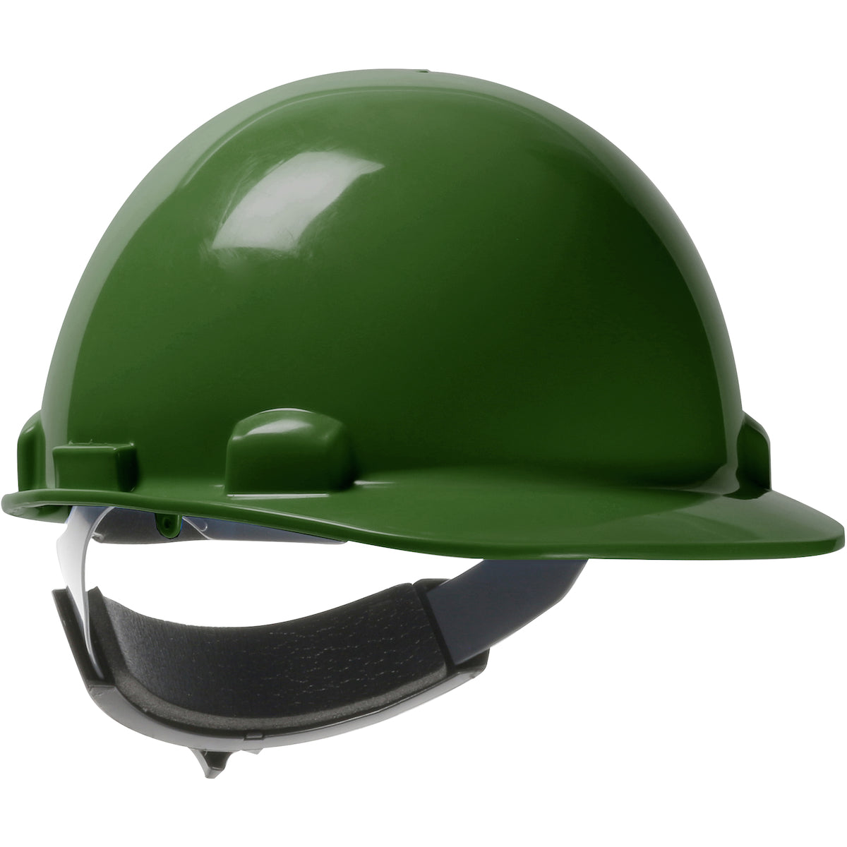 Dom swing ratchet class e type I cap style hard hat in green | Front Right View