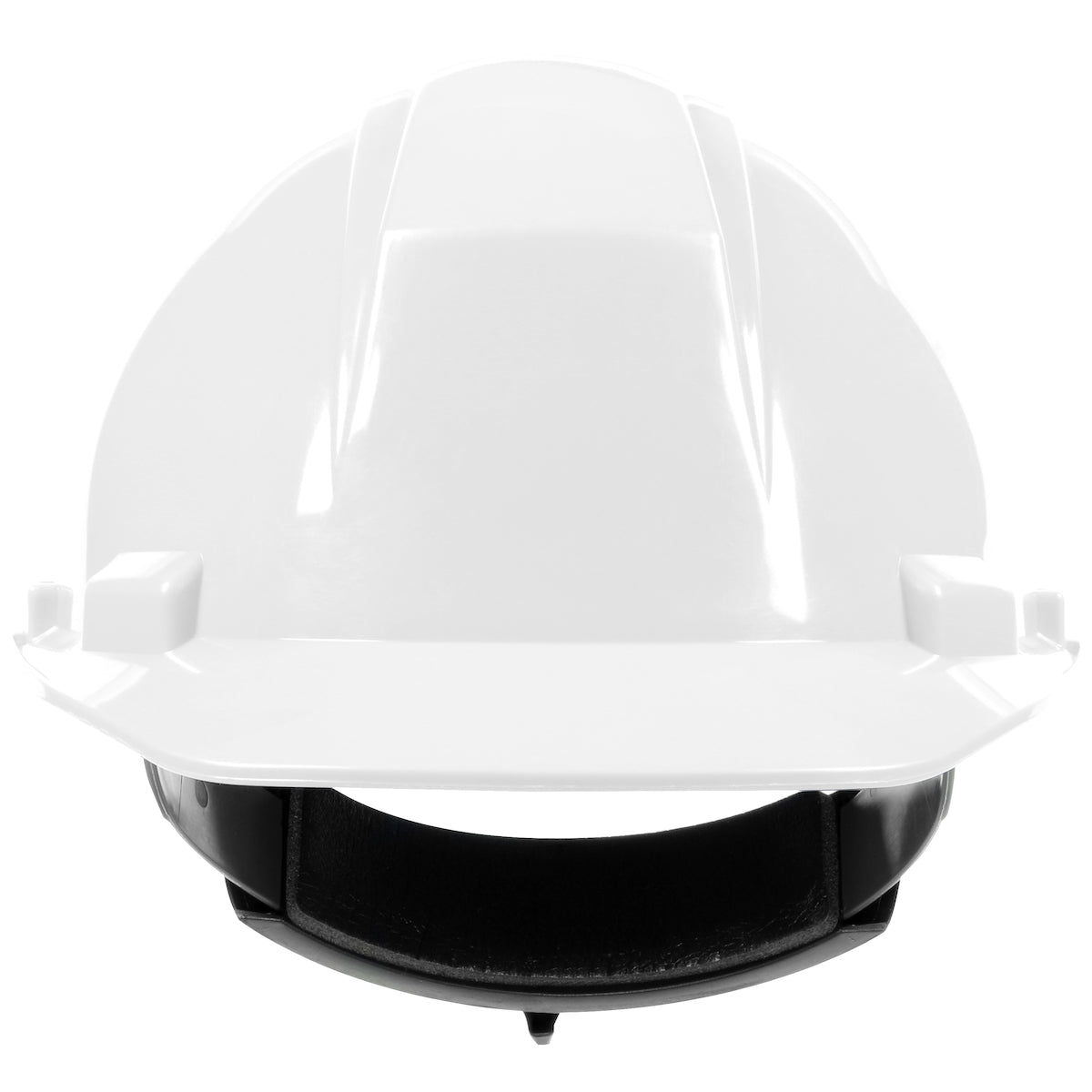 Mont Blanc wheel ratchet class e type iI cap style hard hat in white | Front View