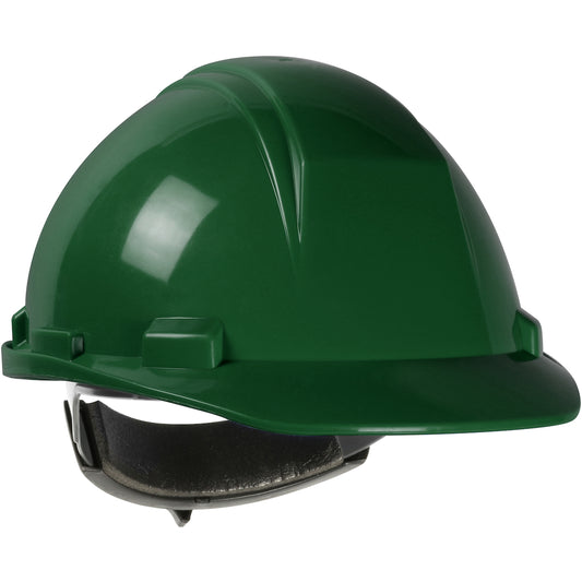 Mont Blanc wheel ratchet class e type iI cap style hard hat in dark green | Front Right View
