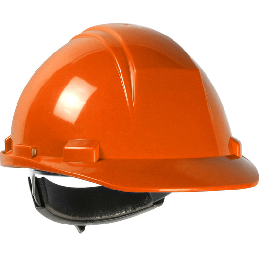 Mont Blanc wheel ratchet class e type iI cap style hard hat in hi-viz orange | Front Right View