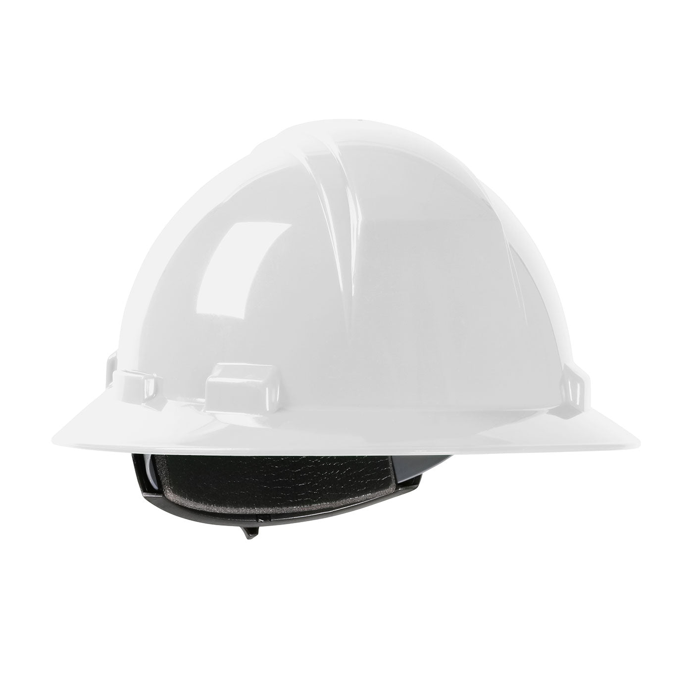 Kilimanjaro wheel ratchet class e type I full brim hard hat in white | Front Right View
