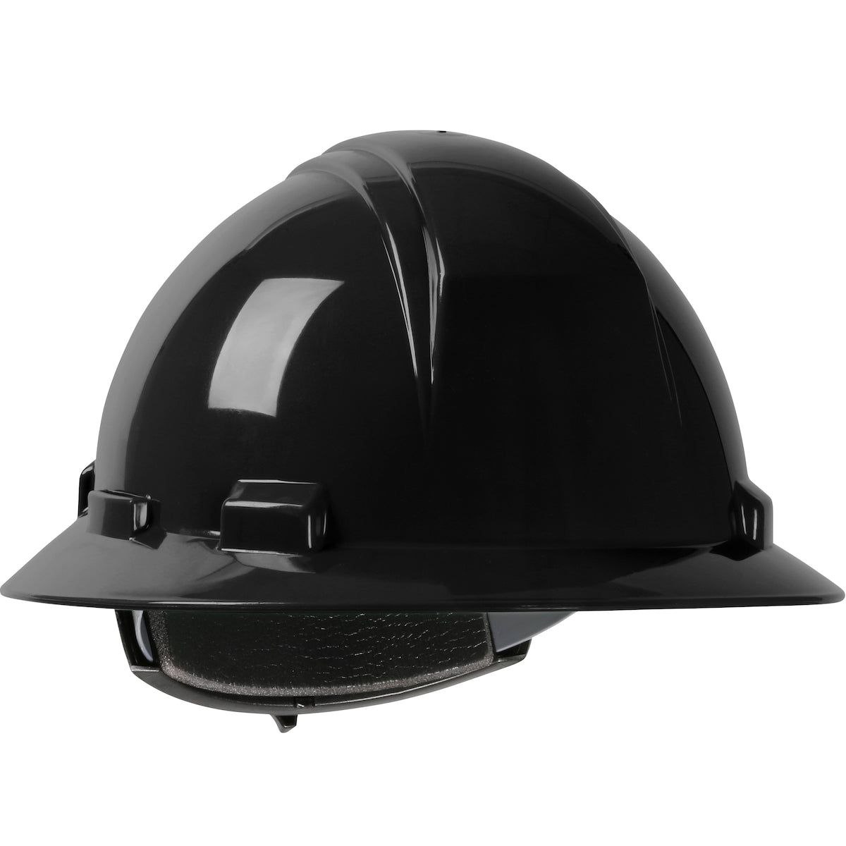 Kilimanjaro wheel ratchet class e type I full brim hard hat in black | Front Right View