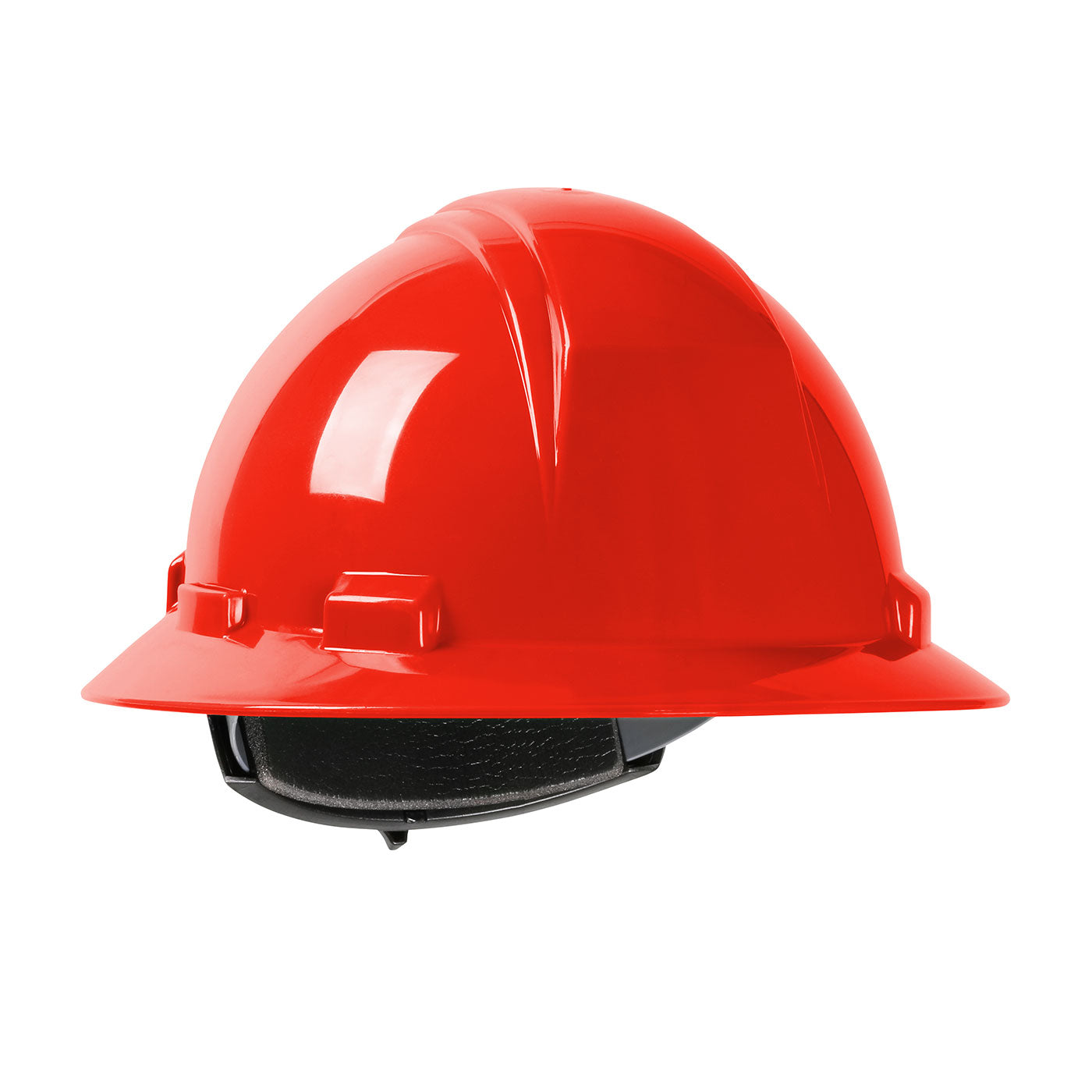 Kilimanjaro wheel ratchet class e type I full brim hard hat in red | Front Right View