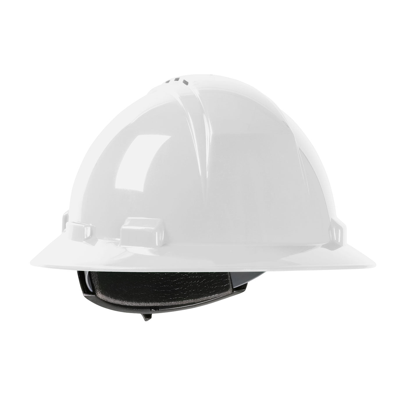 Kilimanjaro wheel ratchet class c type I full brim hard hat in white | Front Right View