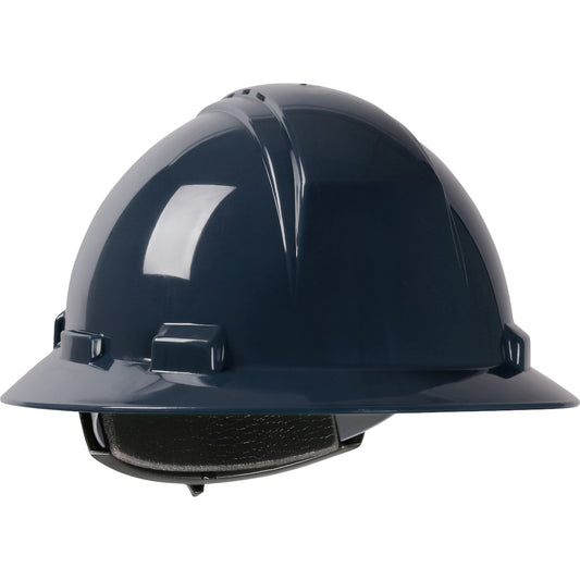 Kilimanjaro wheel ratchet class c type I full brim hard hat in navy | Front Right View
