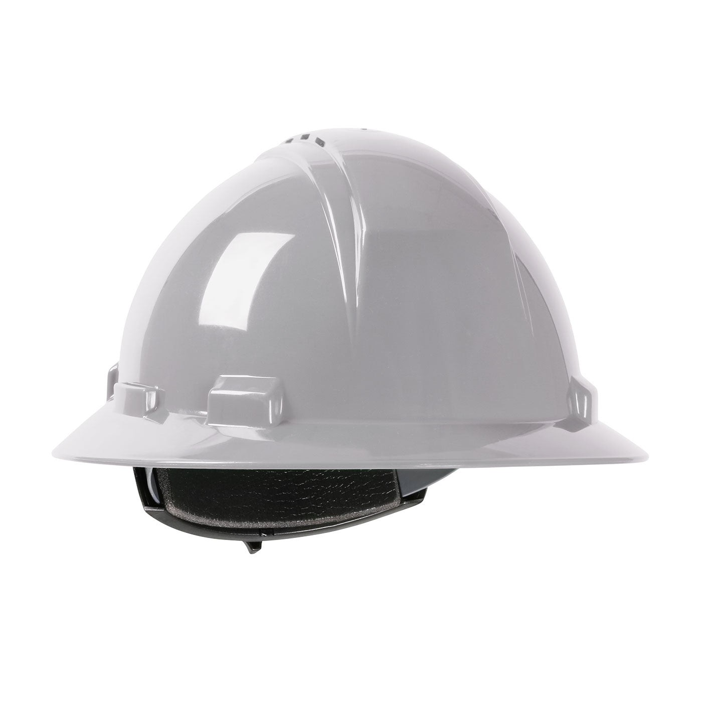 Kilimanjaro wheel ratchet class c type I full brim hard hat in gray | Front Right View