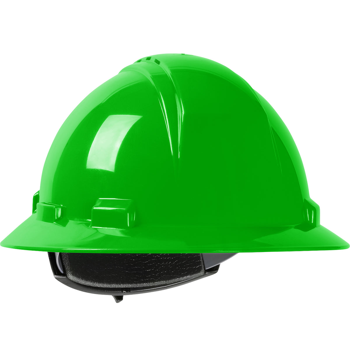Kilimanjaro wheel ratchet  type I full brim hard hat in green | Front Right View