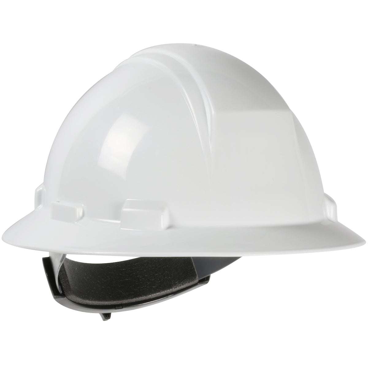 Kilimanjaro wheel ratchet class e type iI full brim hard hat in white | Front Right View