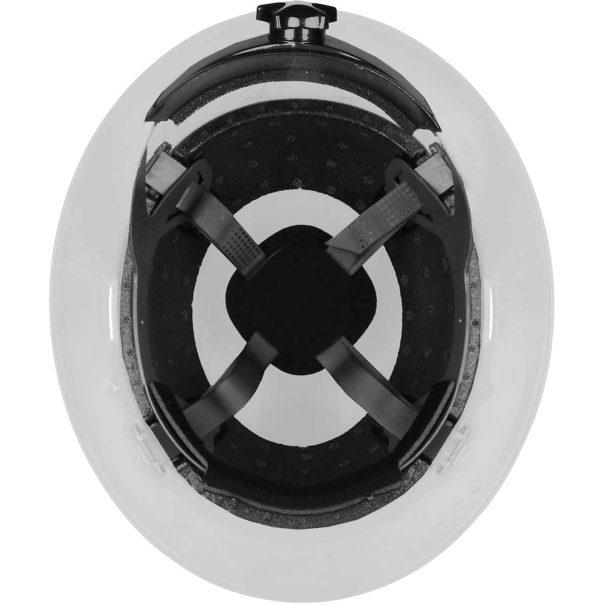 Kilimanjaro wheel ratchet class e type iI full brim hard hat in white | Inside View