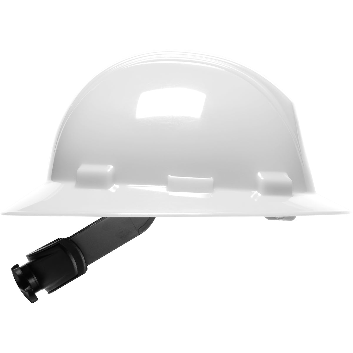 Kilimanjaro wheel ratchet class e type iI full brim hard hat in white | Side View