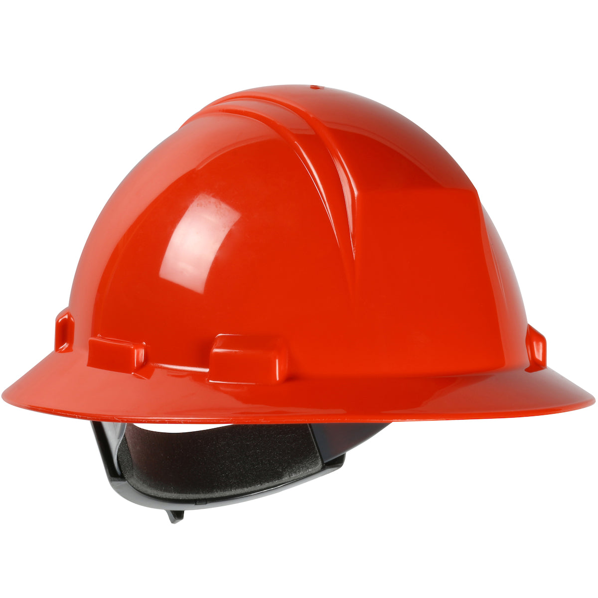 Kilimanjaro wheel ratchet class e type iI full brim hard hat in orange | Front Right View