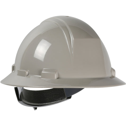 Kilimanjaro wheel ratchet class e type iI full brim hard hat in gray | Front Right View