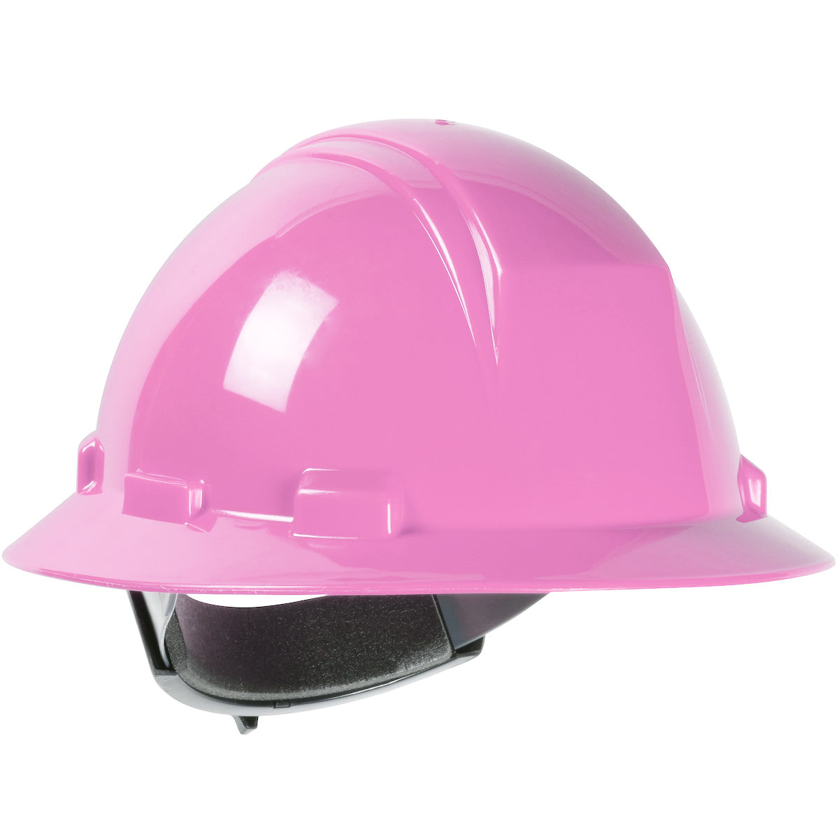 Kilimanjaro wheel ratchet class e type iI full brim hard hat in pink | Front Right View