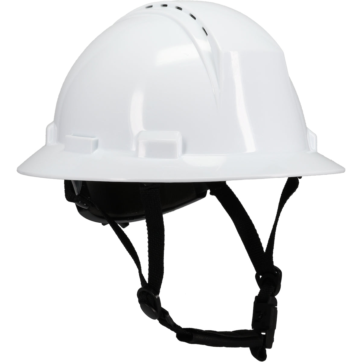 Kilimanjaro wheel ratchet class c type iI full brim hard hat in white | Front Right View