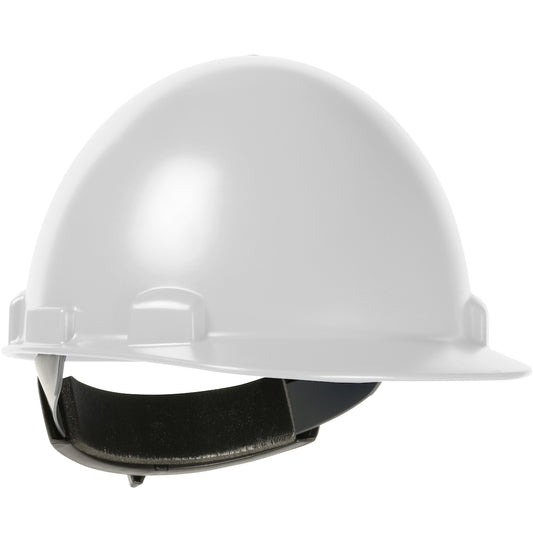 Stromboli wheel ratchet class e type I cap style hard hat in white | Front Right View