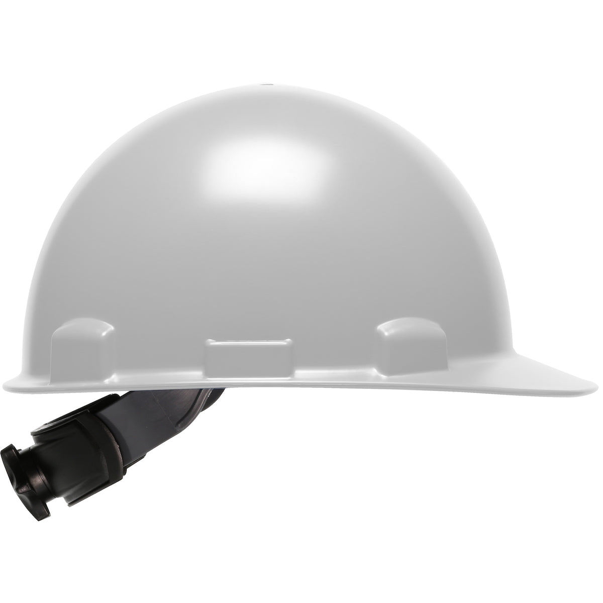 Stromboli wheel ratchet class e type I cap style hard hat in white | Side View