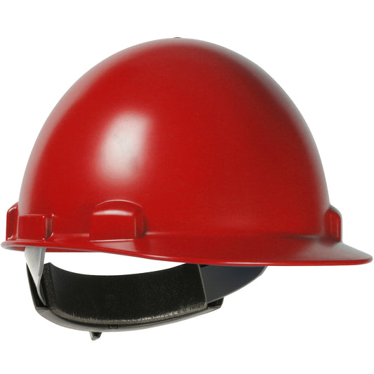 Stromboli wheel ratchet class e type I cap style hard hat in red | Front Right View
