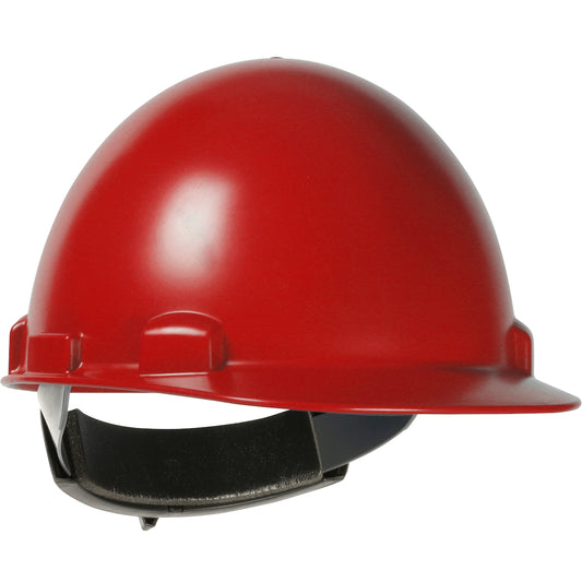 Stromboli wheel ratchet class e type iI cap style hard hat in red | Front Right View