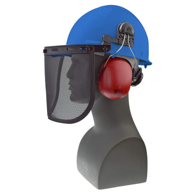 ratchet suspension class g & e type I loggers combo headgear in blue | side view