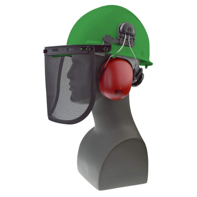 ratchet suspension class g & e type I loggers combo headgear in green | side view