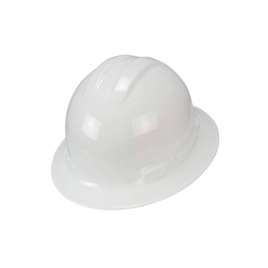 Dewalt quick ratchet class g & e type I full brim hard hat in white | Left Top View