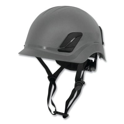 Titanium ratchet suspension class g & e type I climbing style helmet in gray | Front Left View