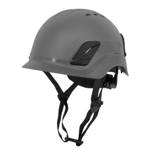 Titanium ratchet suspension class c type I climbing style helmet in gray | Front Left View
