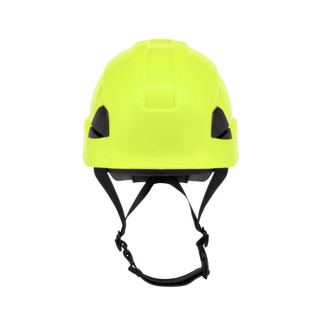 Dareware smooth glide ratchet cap style safety helmet in hi-vis lime | front view
