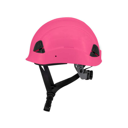 Dareware smooth glide ratchet cap style safety helmet in pink | side view