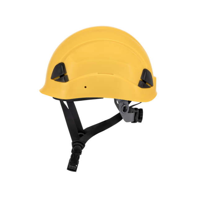 Dareware smooth glide ratchet cap style safety helmet in yellow | side view