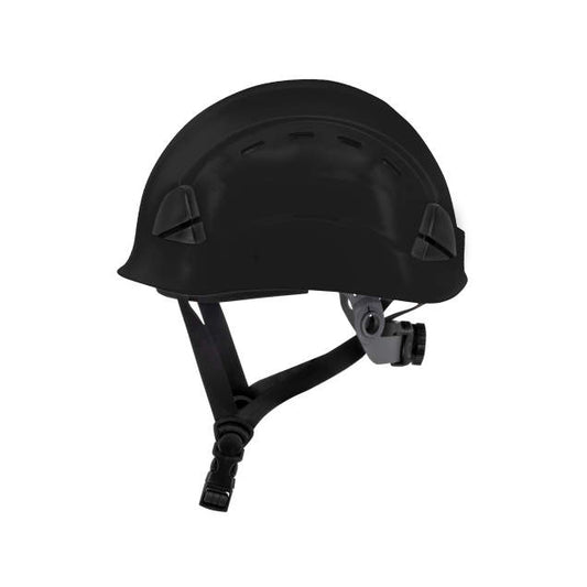 Dareware smooth glide ratchet cap style safety helmet in black | side view