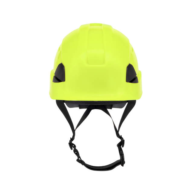 Dareware smooth glide ratchet cap style safety helmet in hi vis lime |front view