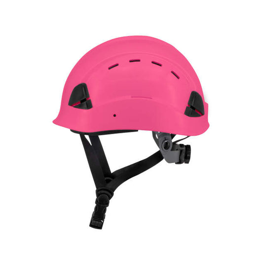 Dareware smooth glide ratchet cap style safety helmet in pink | side view