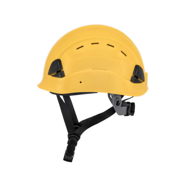 Dareware smooth glide ratchet cap style safety helmet in yellow | side view