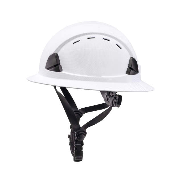 Dareware smooth glide ratchet cap style safety helmet in ice white | side view