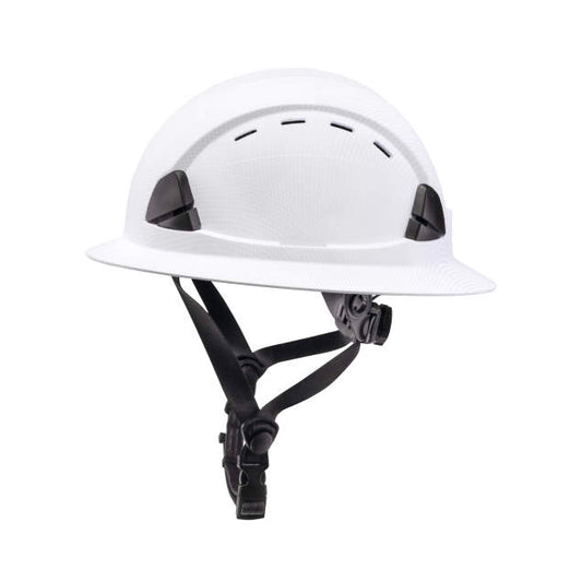 Dareware smooth glide ratchet cap style safety helmet in ice white | side view