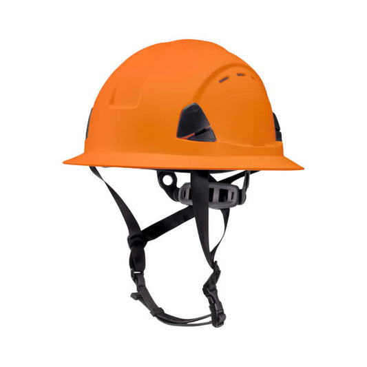 Dareware smooth glide ratchet cap style safety helmet in orange | side view