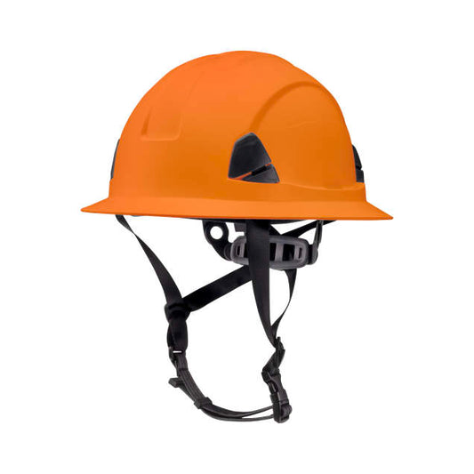 Dareware smooth glide ratchet cap style safety helmet in orange | side view