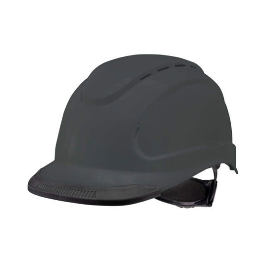 Hypeman 6 pt ratchet cap style safety hard hat in dark gray | side view