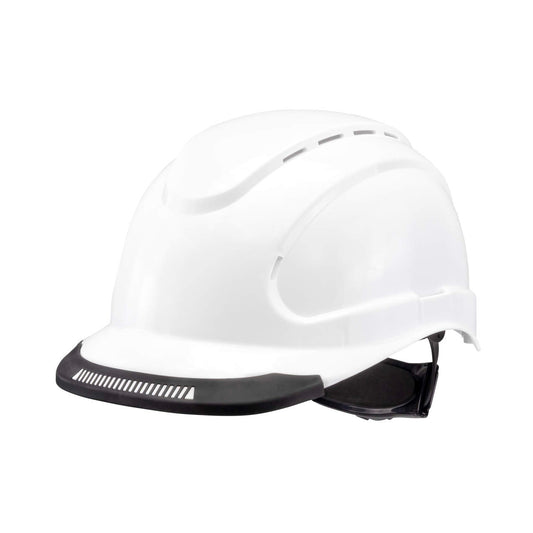 Hypeman 6 pt ratchet cap style safety hard hat in white | side view