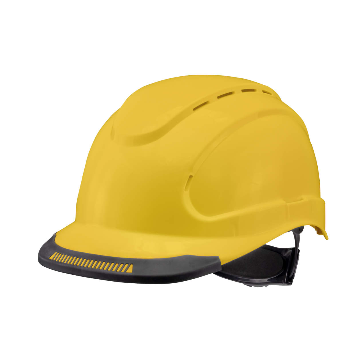 Hypeman 6 pt ratchet cap style safety hard hat in yellow | side view